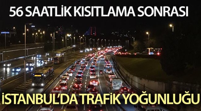 56 saatlik kısıtlama sonrası 15 Temmuz Şehitler Köprüsü'nde trafik yoğunluğu