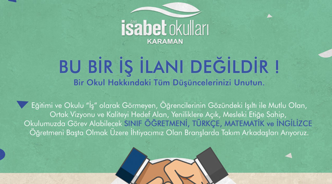 Karaman İsabet Okulları Öğretmen Alımı