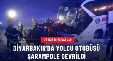 Diyarbakır'da yolcu otobüsü şarampole devrildi: 4'ü ağır 30 yaralı var