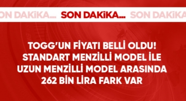 Togg'un fiyatı belli oldu: Standart menzilli modeli 953 bin, uzun menzilli modeli 1 milyon 215 bin lira