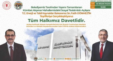Bakan Dönmez, İnönü'deki Kümbet Akpınar Mahallesi Sosyal Tesislerin açılışını yapacak
