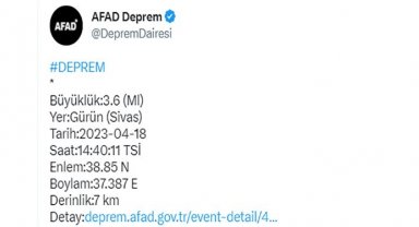 Sivas'ta deprem