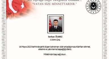 MSB'den şehit uzman çavuş için başsağlığı mesajı
