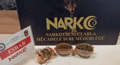 Salça bidonuna saklanan 412 gram esrar ele geçirildi
