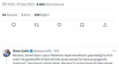 AK Parti Sözcüsü Çelik'ten Reuters'a tepki