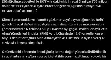 Günlük ihracat 2 milyar 121 milyon dolar ile rekor tazeledi