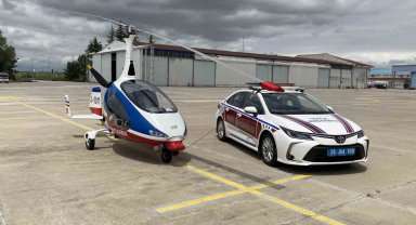 Jandarma ekiplerince 'Cayrokopter' destekli trafik denetimi