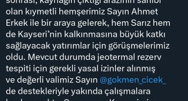 Özdemir'den Sarız'a 'jeotermal' müjdesi