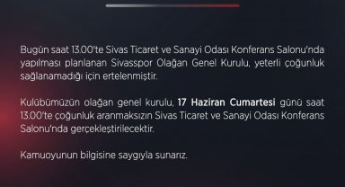 Sivasspor'da olağan genel kurul ertelendi