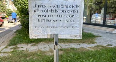 Apartman yönetimi köpek sahiplerine uyarı yazısı astı