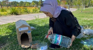 Eskişehir Ülkü Ocakları'ndan sokak hayvanlarına mama ve su desteği