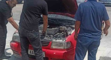 Nevşehir'de park halindeki otomobil yandı