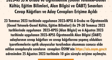 2023 KPSS cevap kağıtları ve aday cevapları erişime açıldı