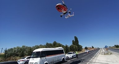 'Cayrokopter' destekli trafik denetimi gerçekleştirildi