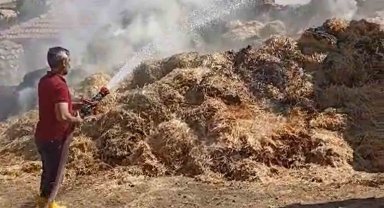 Bahçesini temizlemek isteyen çiftçi bir yıllık emeğini yaktı: 3 bin saman balyası küle döndü