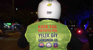 Bisiklet ve motosiklet sürücülerine reflektif yelek dağıtıldı