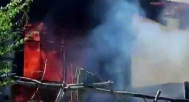 Yayla evi alev alev yandı, o anlar cep telefonu kamerasına yansıdı