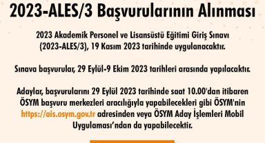2023-ALES3 başvuruları başladı