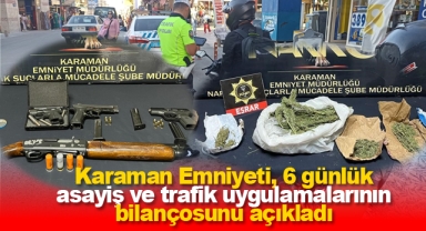 Karaman Emniyeti, 6 günlük asayiş ve trafik uygulamalarının bilançosunu açıkladı