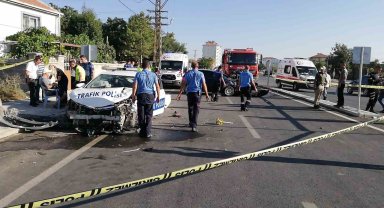 Karaman'da polis aracı ile yabancı plakalı otomobil çarpıştı: 2'si polis 3 yaralı