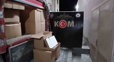 Niğde'de çok sayıda gümrük kaçağı makaron ele geçirildi