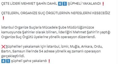 Şahinler çetesi lideri Mehmet Şahin yakalandı
