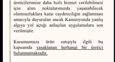 TMO, 'yasaklı üretici' uygulamasına son verdi