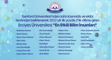 ERÜ'den 30 Öğretim Üyesi 2022 'En Etkili Bilim İnsanları' Listesinde Yer Aldı