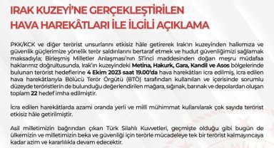 MSB'den Irak'ın kuzeyine hava harekatı: 22 hedef imha edildi