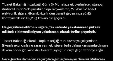 Ambarlı Limanı'nda 275 bin 520 adet elektronik sigara ele geçirildi