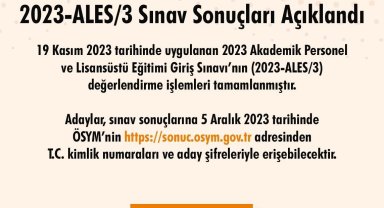 2023-ALES3 sonuçları açıklandı