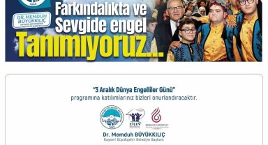 Büyükşehir belediyesinden 3 Aralık Dünya Engelliler Günü programı
