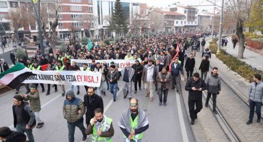 Konya'da binler Filistin için yürüdü