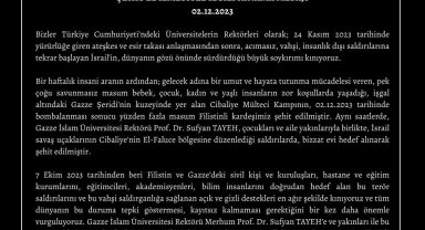 Üniversite rektörlerinden Gazze İslam Üniversitesi Rektörü Tayeh'in öldürülmesine kınama