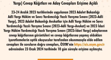2023 Adalet Bakanlığı sınav sonuçları açıklandı