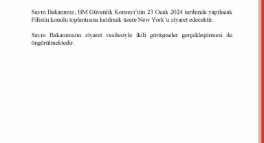 Dışişleri Bakanı Fidan, New York'ta BMGK Toplantısına katılacak