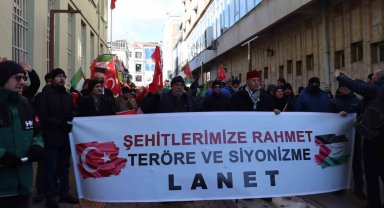 Eskişehir'de Pençe Kilit Harekâtında şehit olan askerler ve Gazze için yürüyüş