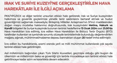 Irak ve Suriye'nin kuzeyine hava harekatı: 25 hedef imha edildi