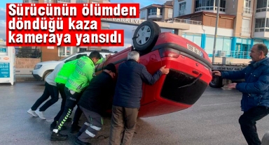 Karaman'da sürücünün ölümden döndüğü kaza kameraya yansıdı