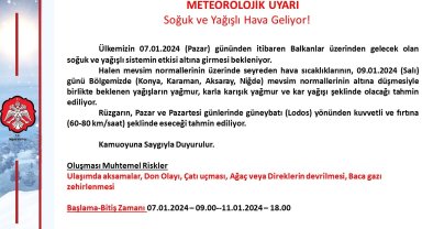 Niğde Valiliği Uyardı! Soğuk ve kar yağışı geliyor