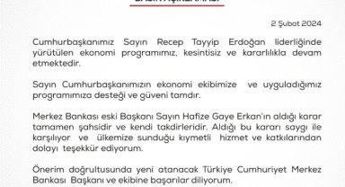 Bakan Şimşek: "TCBM Başkanı Erkan'ın aldığı karar şahsidir"