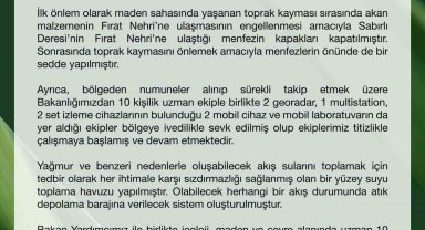 Çevre, Şehircilik ve İklim Değişikliği Bakanlığı: "Fırat Nehri'nde kirlilik tespit edilmedi"