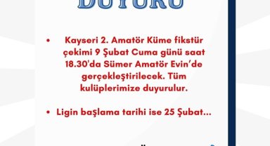 Kayseri'de 2. Küme fikstürü yarın çekilecek