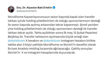 Kayserispor'un transfer tahtası açıldı