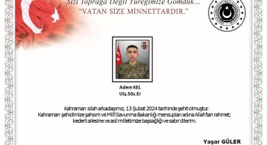 MSB: "Araç kazası sonucu bir asker şehit oldu"