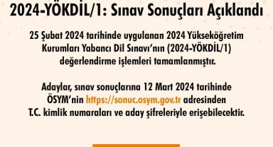 2024-YÖKDİL1 sınav sonuçları açıklandı