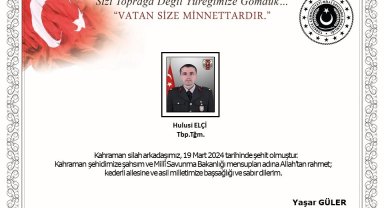 Bakan Güler'den şehit düşen Teğmen Elçi için taziye mesajı
