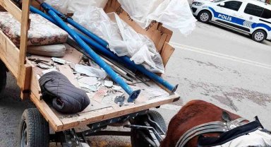 Şüpheli at arabasından kilolarca çalıntı inşaat demiri ele geçirildi