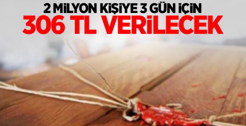 2 milyon kişiye 3 gün için 306 TL verilecek
