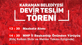 BELEDİYE DEVİR TESLİM TÖRENİ YARIN
